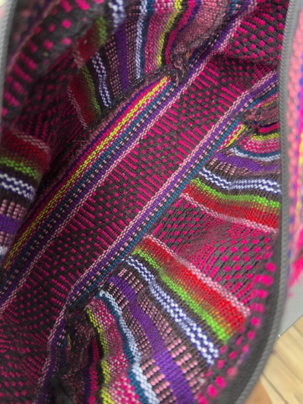 Colorful Woven Boho Crossbody Shoulder Bag Multicolor Striped Textile Purse - Picture 7 of 8